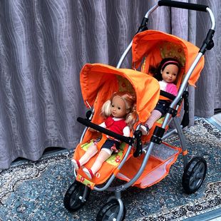 出口欧美儿童玩具推车女孩过家家玩具手推车双婴儿座万向轮小推车