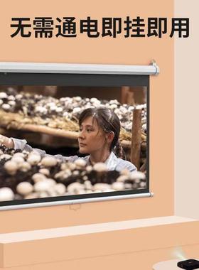 投影幕布手拉自锁布自动卷拉QJL式幕投影回弹家用幕布办公高清抗光幕