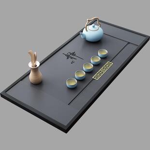 乌金石茶盘家用茶台嵌入式整块天然石头泡茶盘简约大小号茶海石盘