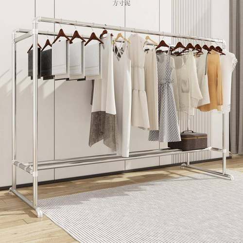 镀锌钢管晾衣架落地简易户外室外双杆水管晒被家用阳台挂衣凉衣架