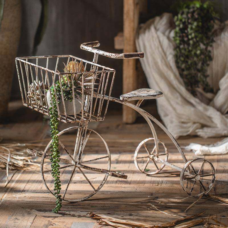 美式乡村铁艺复古做旧自行车落大地摆件客厅家居轻奢创意饰品软装