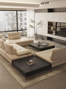 极简真皮沙发罗奇堡scenario轻奢横厅别墅大户型宽大坐深前后移动