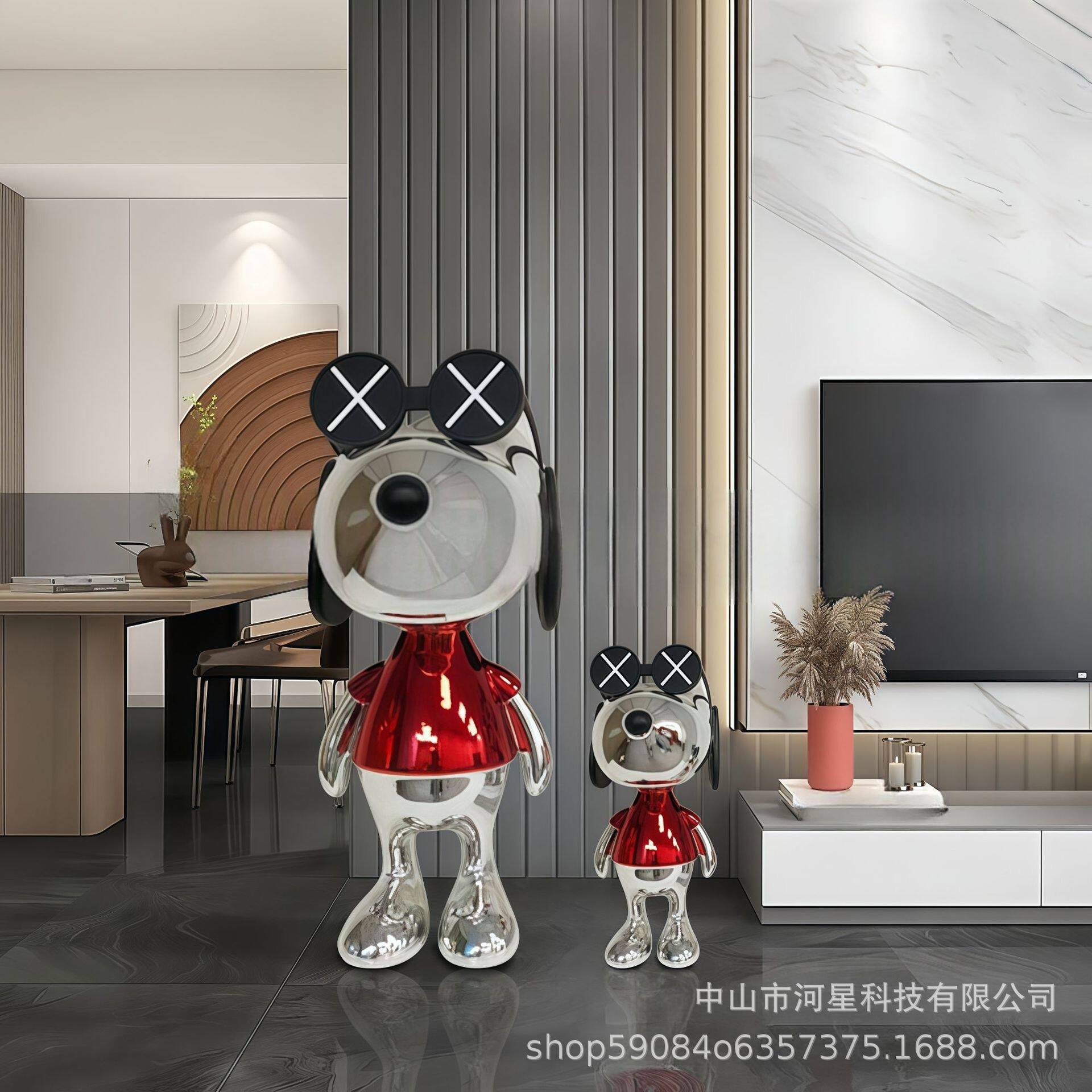 潮玩摆件家居客厅可爱卡通入户玄关公仔雕塑落地轻奢艺术装饰品