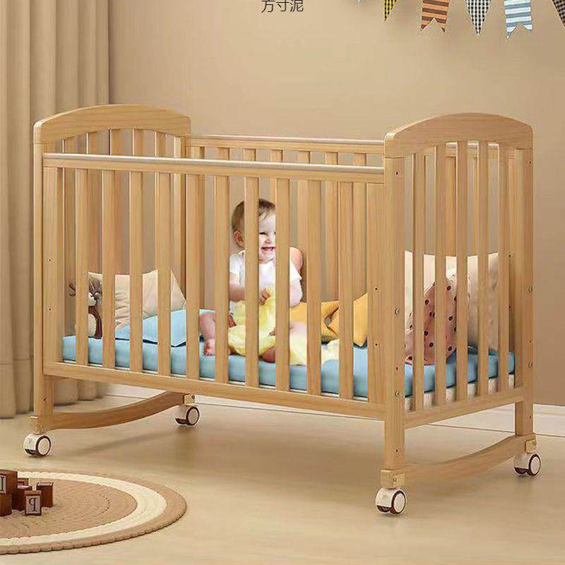多功能纯实木婴儿床加高儿童床可变书桌宝宝床简易摇篮床拼接