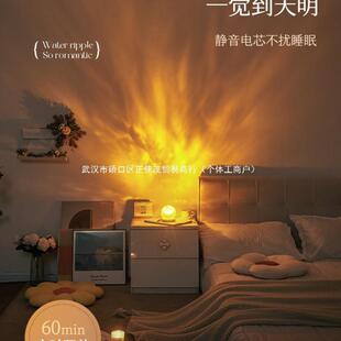 2025卧室床头装饰玻璃小夜灯水波纹几何造型按钮式内置电池氛围灯