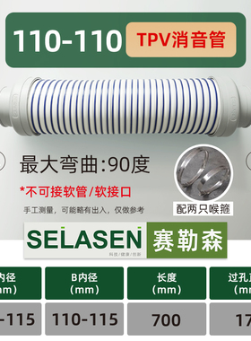 新风系统消音管风机管道静音降噪TPV柔性可弯曲新风机消音软管