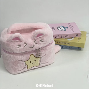 OttiNoinoi原创小粉猫化妆包可爱大容量手提相机包 便携洗漱包