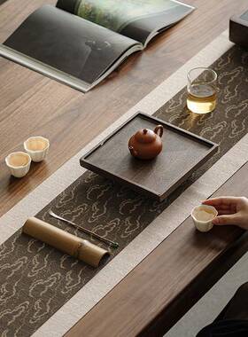 日式茶HPG席防水垫棉麻布桌旗中式茶布艺台茶桌垫禅意茶盘茶台桌
