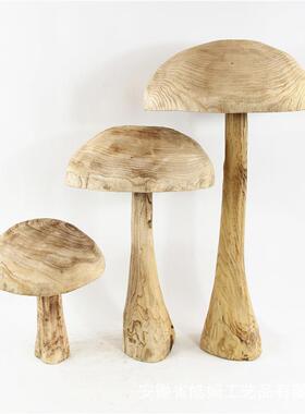 厂家销售手工木质宿酒摄店别墅CF19092树根装蘑菇饰造型民拍道具