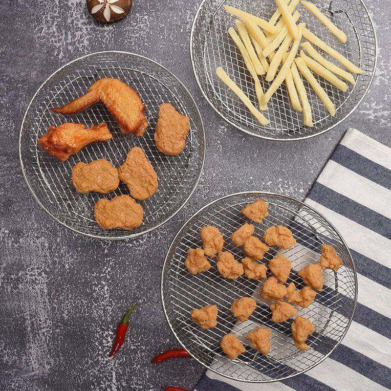 3EEF04空气炸锅不锈钢油炸网家用器过滤滤网圆形折蒸架油神叠烧烤