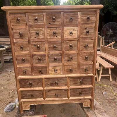 榆木抽中药柜风化木52103多宝阁抓药柜中式储储物柜物药材收纳柜