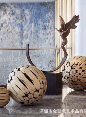 创意面具落地天使摆件喜庆热烈红色落地雕塑台面现代抽象艺术品