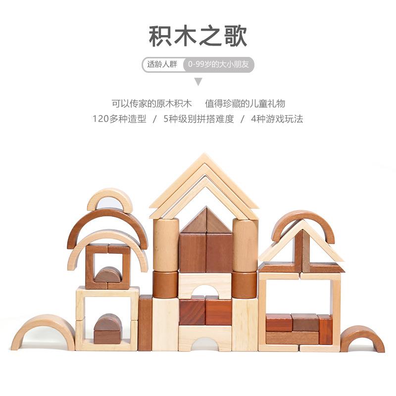 积木之歌创意拼搭造型大颗粒原木积木块儿童益智早教思维构建玩具