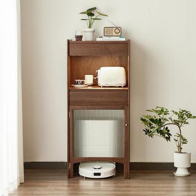 北欧樱桃木扫地机器人柜玄关客厅边柜收纳柜黑胡桃木多功能置物柜