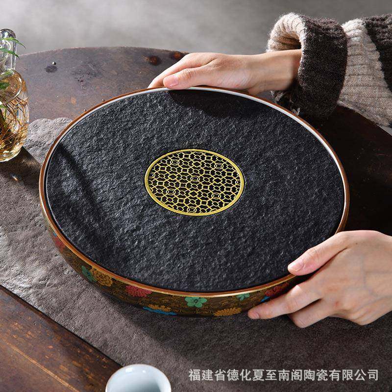 陶瓷茶盘家用茶海沥水盘黑金圆形储水盘轻奢高档干泡茶台茶具托盘,畜牧/养殖物资,畜牧/养殖器械,淘宝优惠券,粉丝福利购,淘宝优惠卷