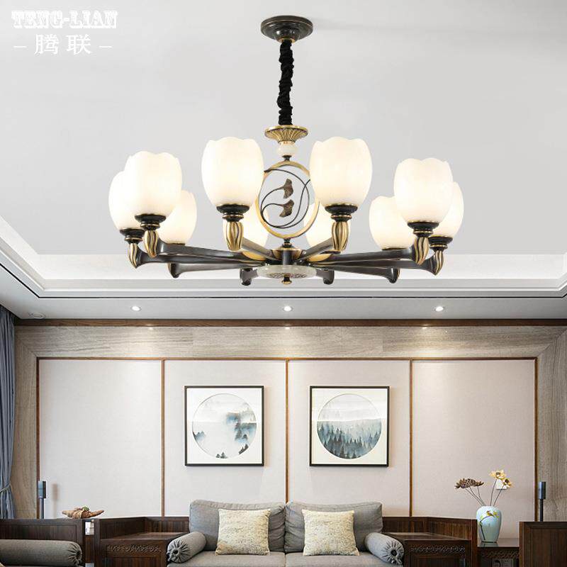 新中式客厅灯全铜房间吊灯餐厅中国风简约现代卧室灯大气别墅灯具