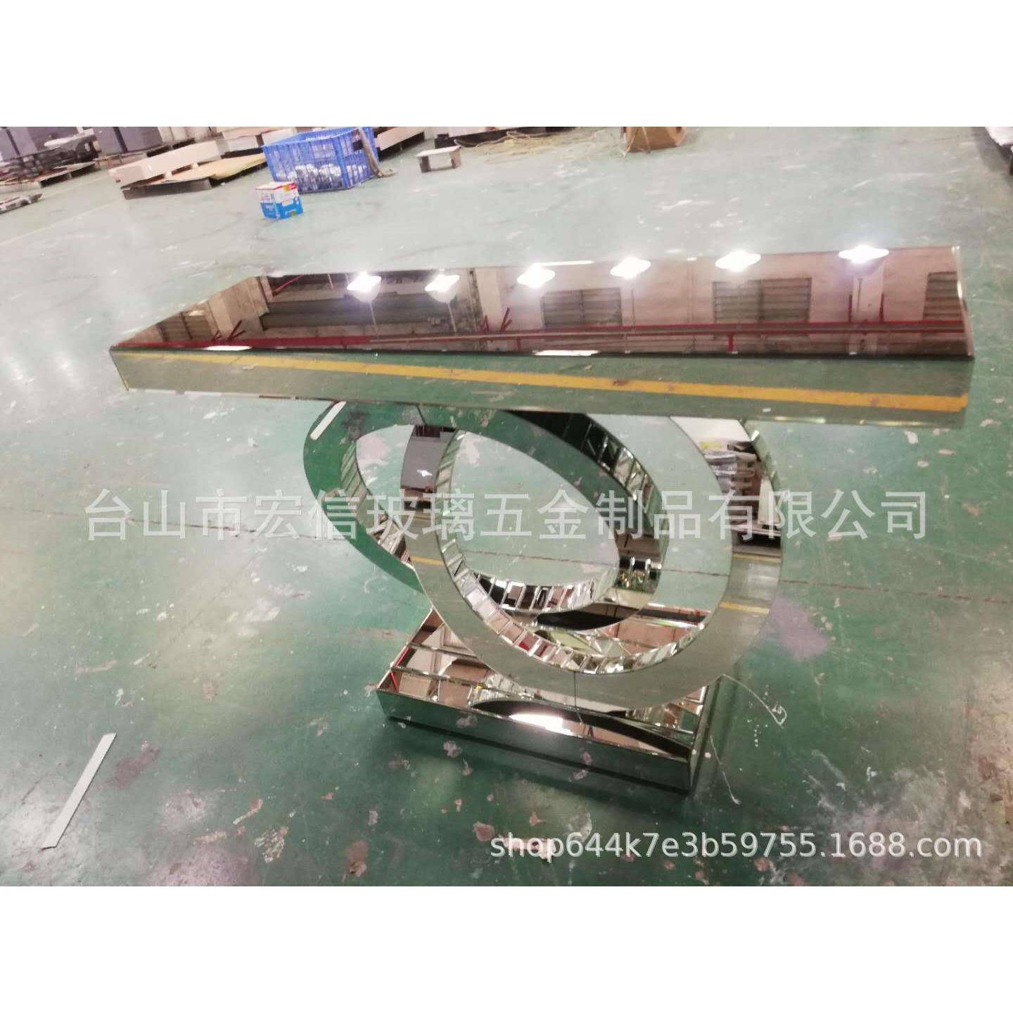 美式镜面供桌书案台玄关桌子置物台后现代客厅玻璃小茶几直销