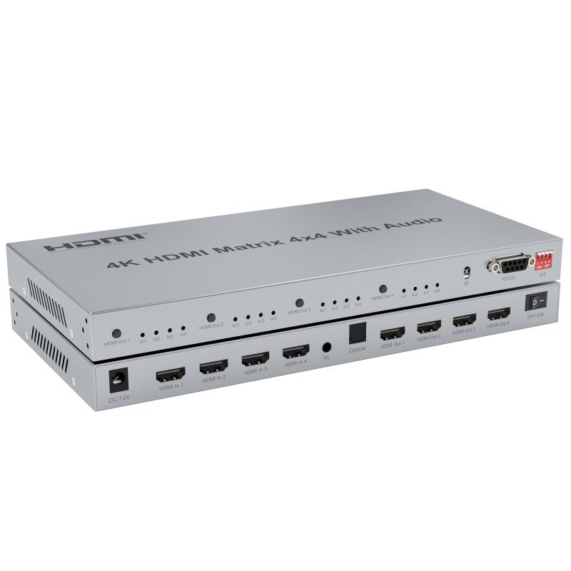 HDMI高清矩阵4进4出4*4矩阵带音频分离带耳朵支持4K30HZ视频传输