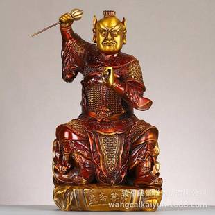 监斋菩萨摆件纯铜彩绘监斋使者大圣紧那罗王铜像大号家用