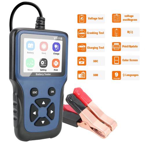 OBD2V311B彩屏支持9种语言含中文汽车电池检测诊断仪读码器