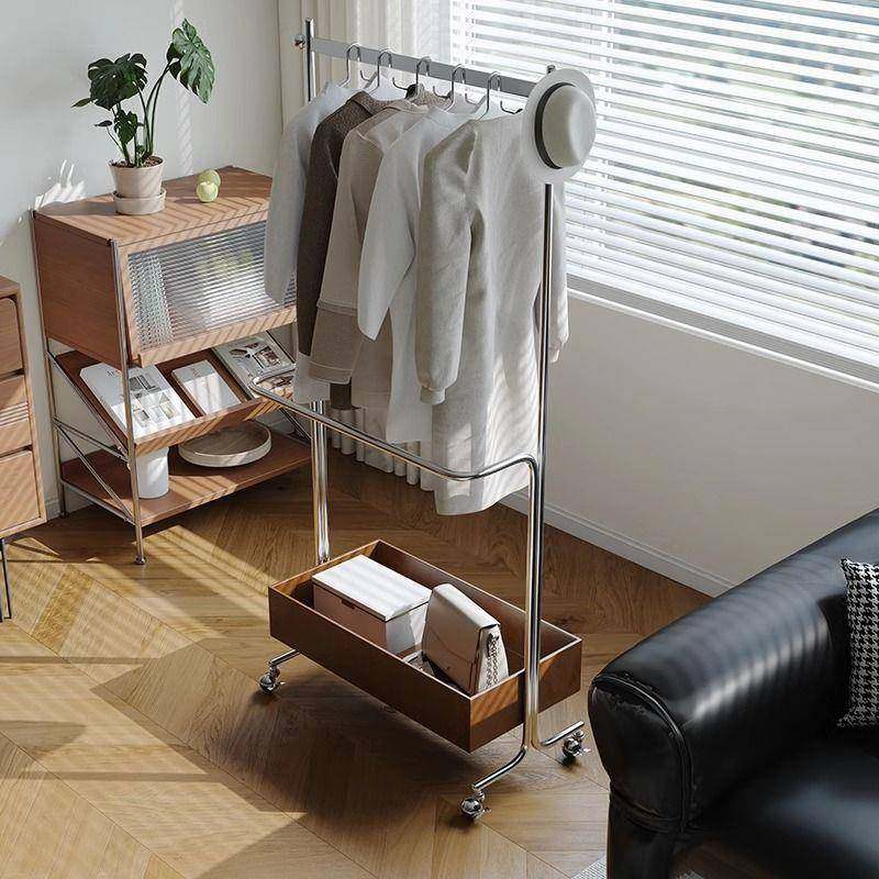 中古挂衣架衣架现代不锈钢落地移动收纳衣帽架置物架高档家用卧室