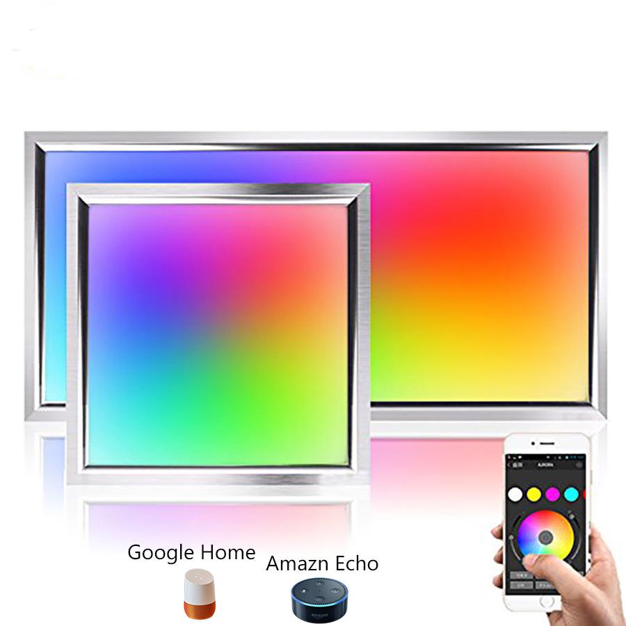 AlexaGooglehome智能语音2.4g遥控五色RGBCW七彩LED36w平板面板灯