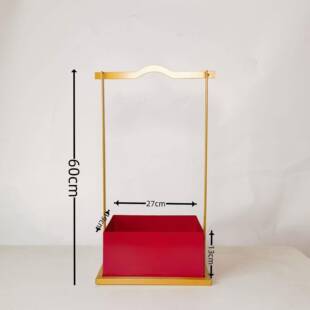 中式铁艺花架新年红果年宵花插花花瓶微景观干花仿真花花器手提盒