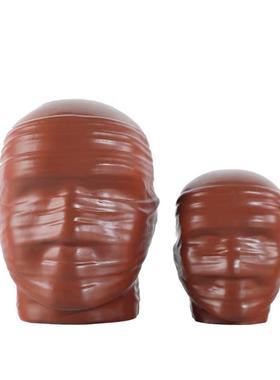 设计师北欧现代极简样板房间客厅人物摆件树脂磨砂红色人头像装饰