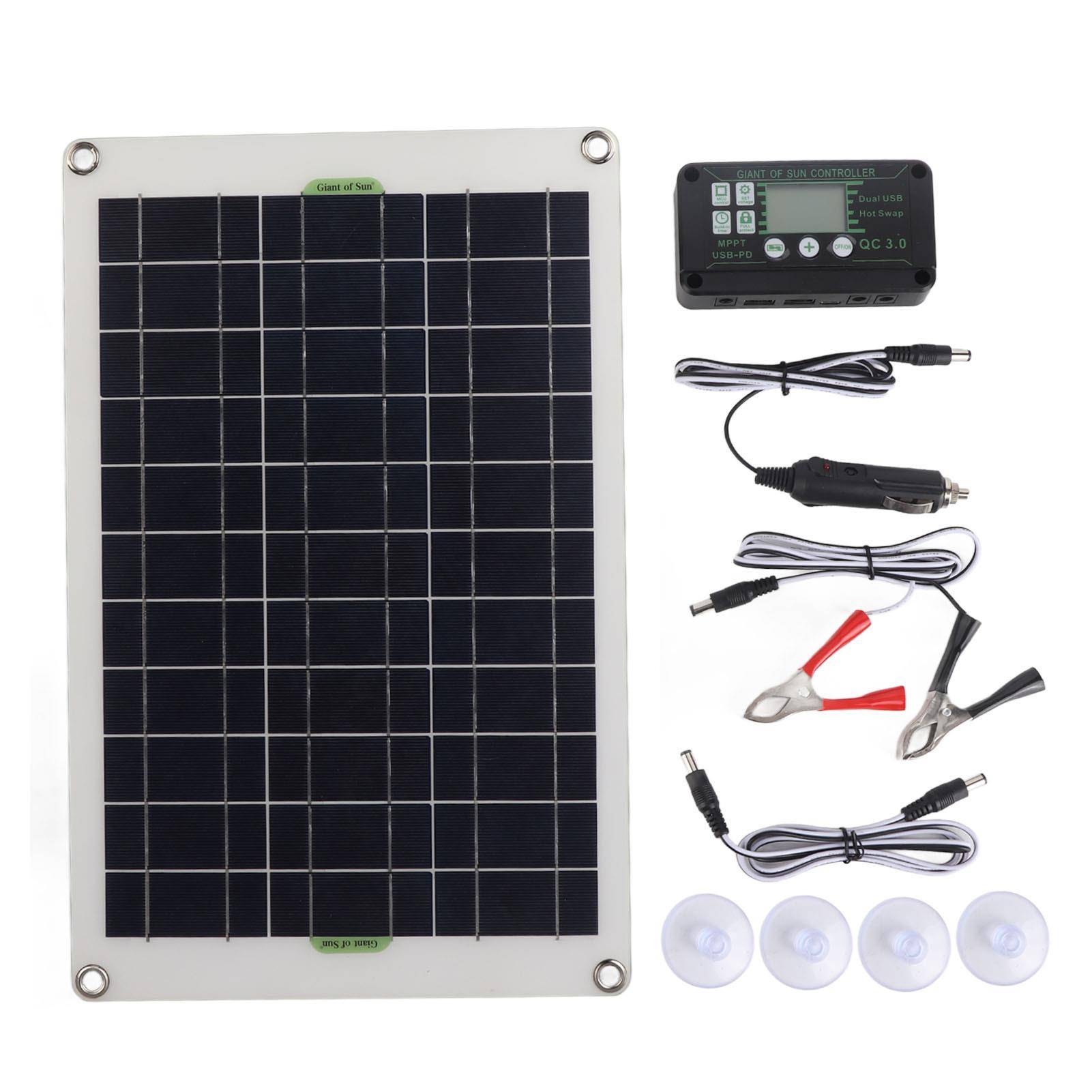 多晶太阳能板DC点烟器电瓶夹防亏电12V防水黑色控制器涓流充电瓶