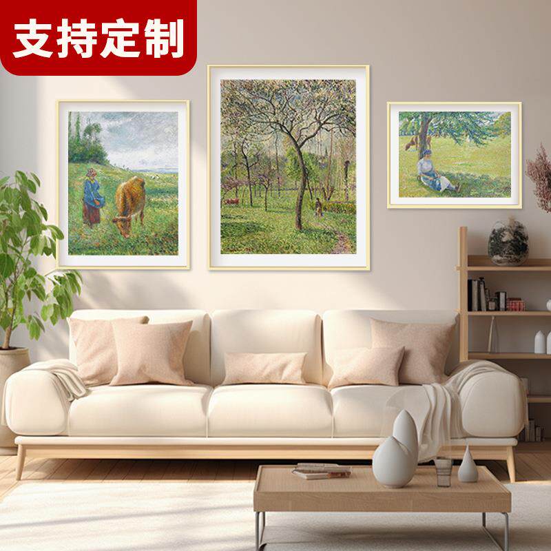 印象派组合装饰画客厅入户玄关简约客厅油画布玄关画挂画落地画