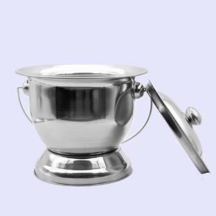 特厚带盖带提手不锈钢痰盂不锈钢矮痰盂罐痰桶尿盆尿桶老人坐