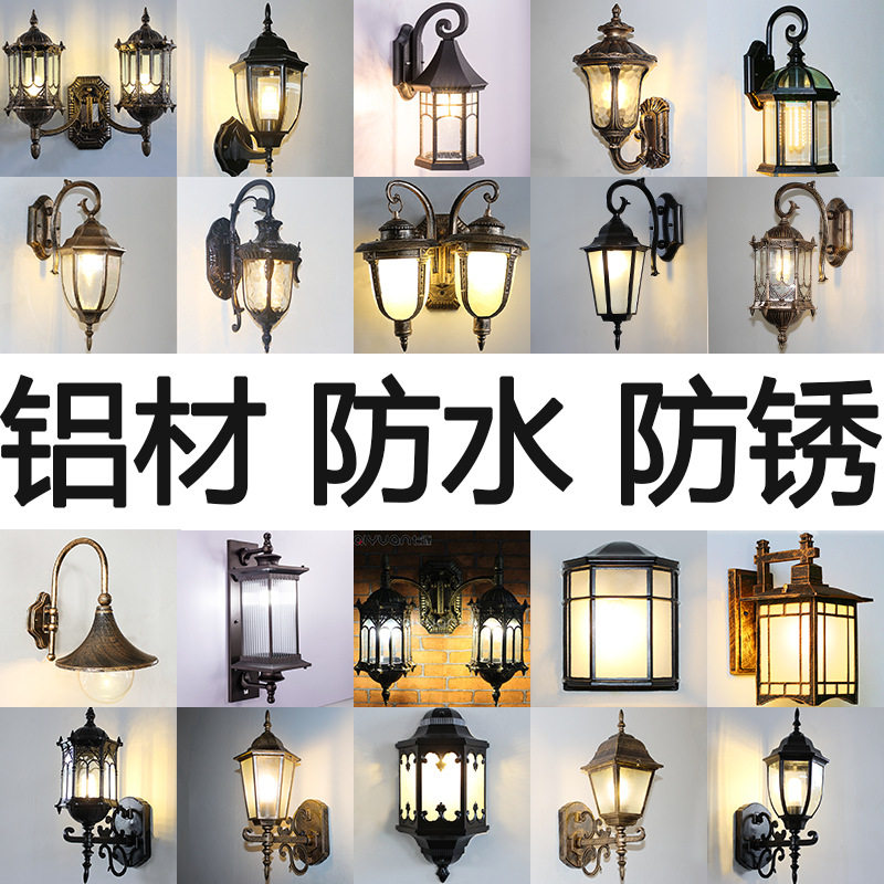 双头户外壁灯防水LED阳台走廊花园灯具欧式复古庭院灯室外墙壁灯