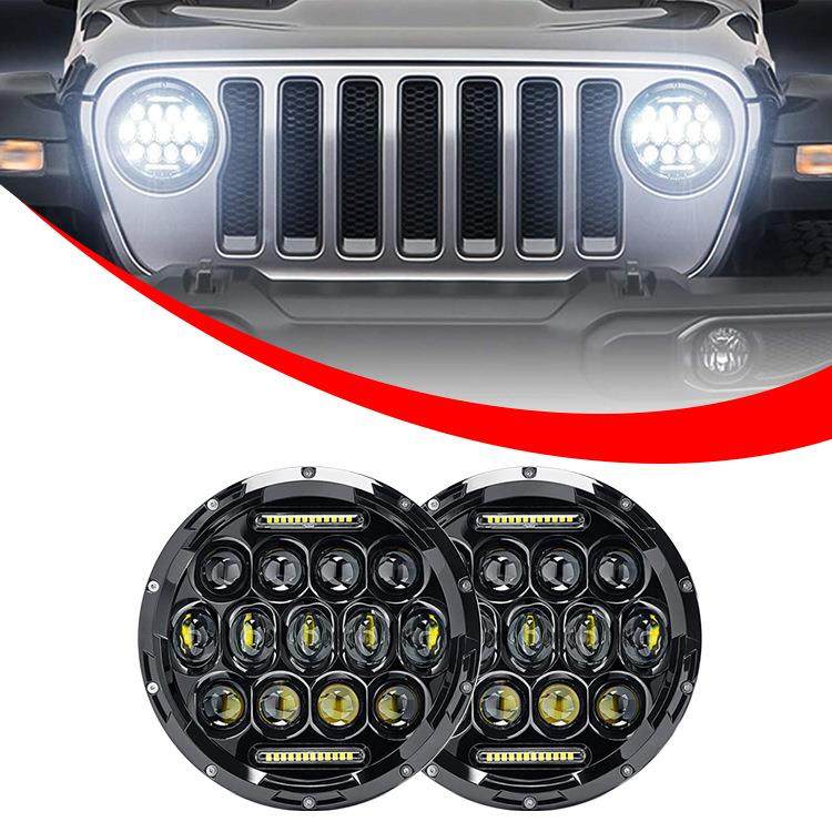 7寸75W牧马人led大灯哈雷前大灯高亮远近光灯牧马人哈雷改装大灯