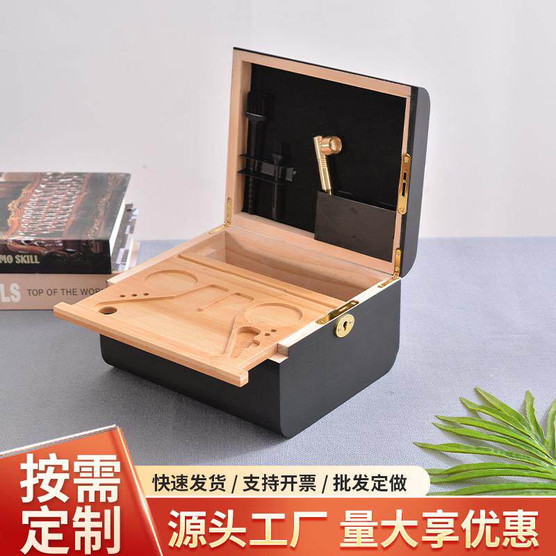 方形翻盖竹制储物箱便携实木收纳盒茶具配件收藏盒带锁木质储物盒