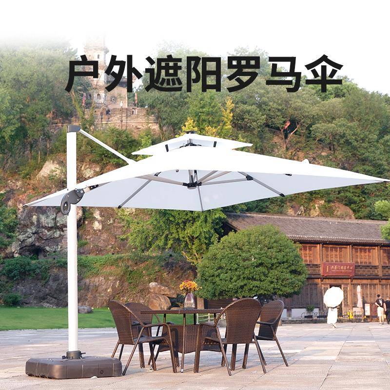 盛世东方灯条大罗马伞户外遮阳摆摊太阳伞太阳能带灯LED罗马伞