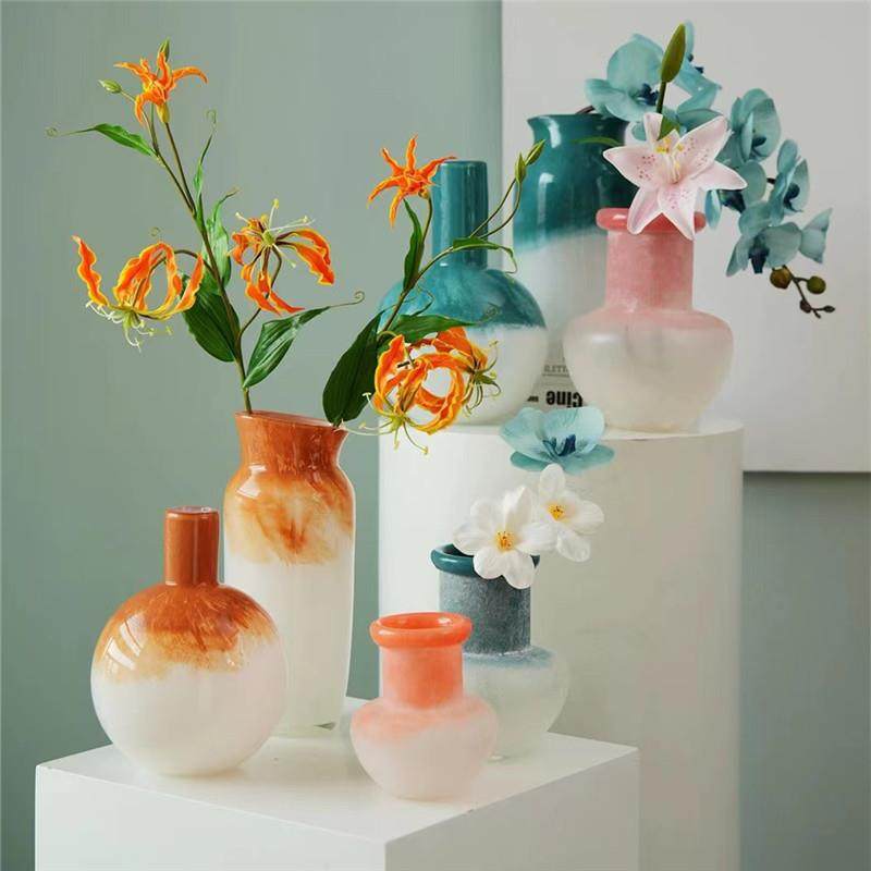 简约中古渐变小口玻璃花瓶家居摆件客厅餐桌水培轻奢软装饰品,机械设备,其他机械设备,淘宝优惠券,粉丝福利购,淘宝优惠卷
