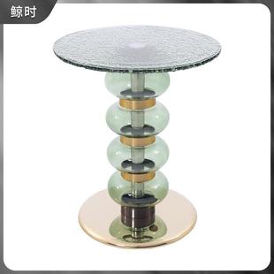 轻奢玻璃糖葫芦型边几客厅沙发小茶几碳素钢小桌子简约时尚