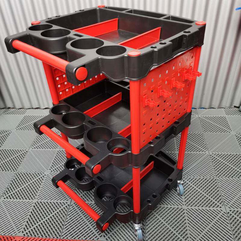 洗车美容工具车塑料三层收纳移动美容小推车汽修店通用工具车