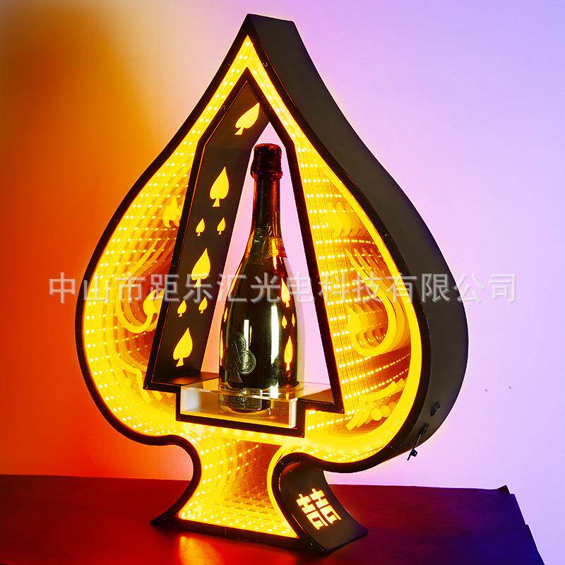 酒吧黑桃A发光酒座创意深渊桃心香槟展示架夜店气氛出酒酒具酒托