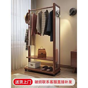 挂衣架全身镜一体实木衣帽架带镜子落地卧室客厅移动穿衣镜衣服架