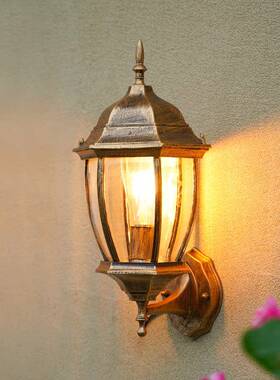 户外防水欧式复古花园别墅景观装饰大门灯弯六角室外墙灯LED壁灯