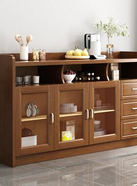 实木餐边柜酒柜一体靠墙餐厅厨房碗柜微波炉1.6米矮柜碗柜置物架