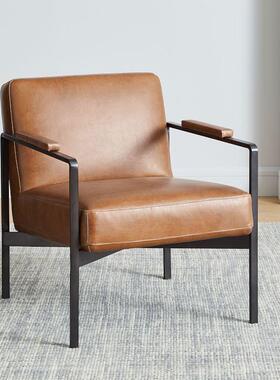 北欧单人沙发椅懒人沙发意式轻奢铁艺休闲椅简约小户型客厅老虎椅