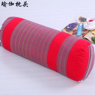 逸棉阁瑜伽抱枕荞麦老粗布抱枕色织布圆柱型棉瑜伽枕头