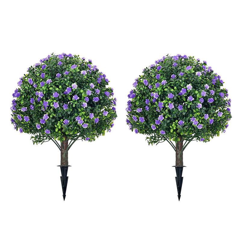 仿真植物紫色山茶花带钉地插室内户外植物仿真灌木公寓装饰