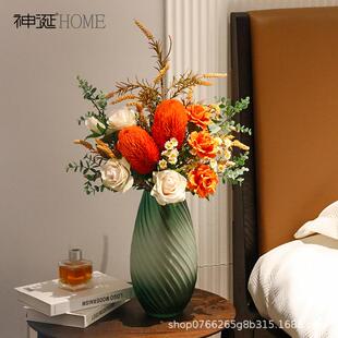 北欧轻奢新款高端班克木假花仿真花摆设客厅餐桌花摆花装饰花