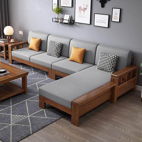 实木沙发组合现代中式客厅储物沙发大小户型贵妃转角布艺沙发