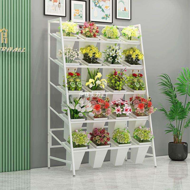 花店花架鲜花展示架铁艺梯形多层摆放架室内醒花桶置物架子花卉架