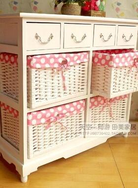 8V简约现代实木韩式白色床头柜床边柜田园储物柜客厅装饰小柜