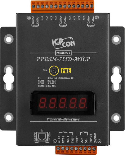 带LED显示的金属外壳串口联网设备PPDSM-755D-MTCP,5个串口